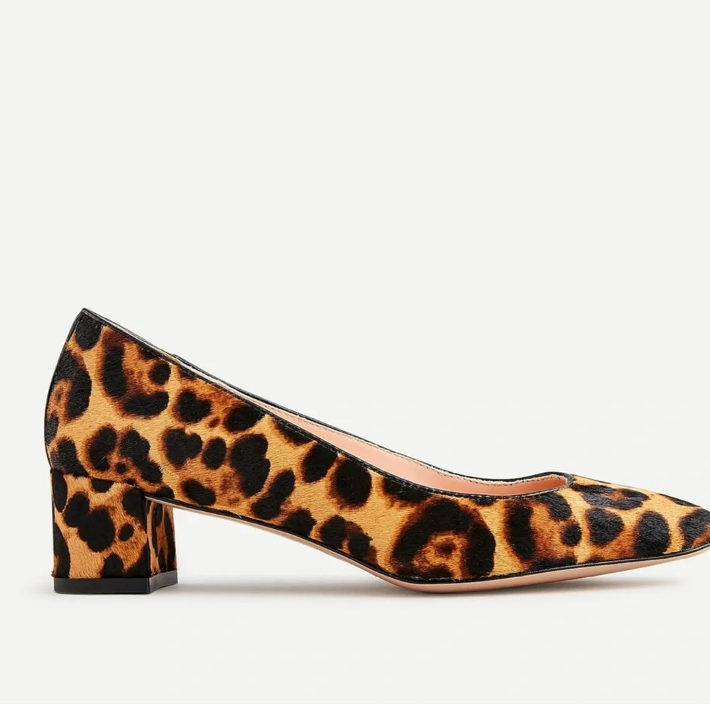J.Crew Kate Block Heel Pumps in Leopard Calf Hair- NIB- Mahogany- Size 9.5 - Picture 2 of 10